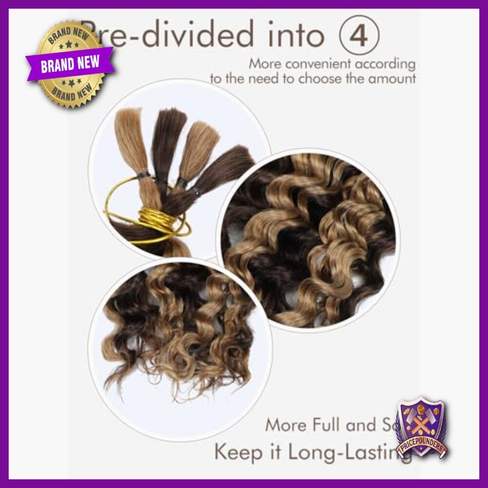 18 Inch Deep Wave Human Hair Extensions 1 Bundle 50g for Bohemian Braids - Picture 2 of 6